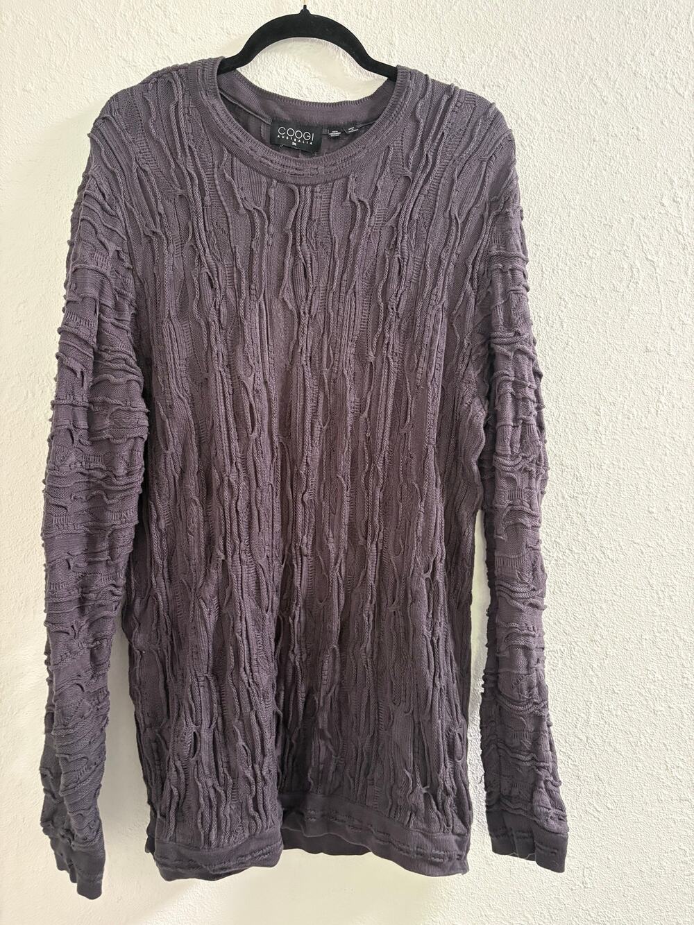 Vintage Coogi Australia 2XL Textured Cable Knit Sweater 100% Mercerized Cotton